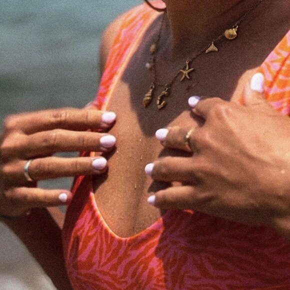 14K Gold Plated Initial Necklace with Freshwater Pearls - Perfect Summer Gift - Picture 4 of 6